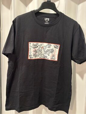 Keith Haring Black Graphic T‑Shirt Size Large